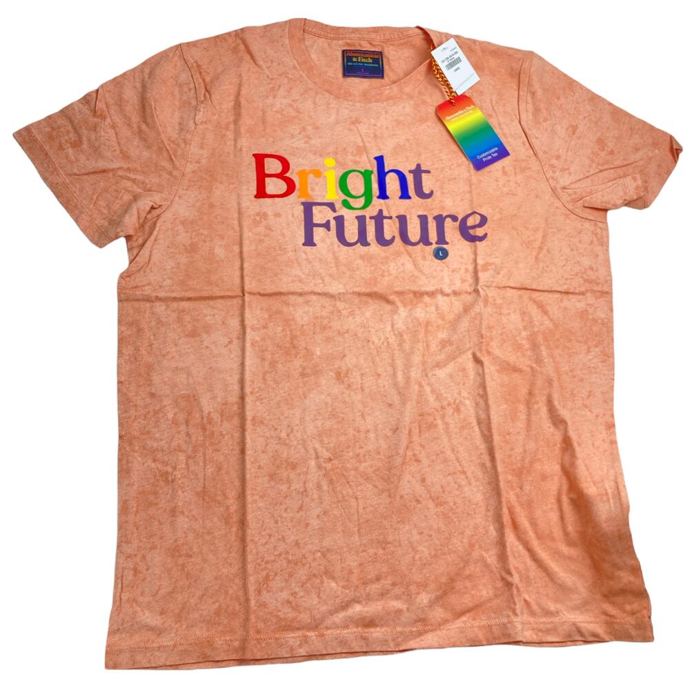 Abercrombie & Fitch LGBTQ Pride Unisex Bright Future Peach T-shirt Large